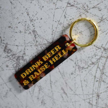 Drink Beer & Raise Hell Keychain Angled View